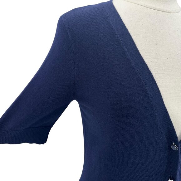 NWT New York & Company 7th Avenue Navy Blue Knit Button Cardigan Medium - Picture 3 of 9